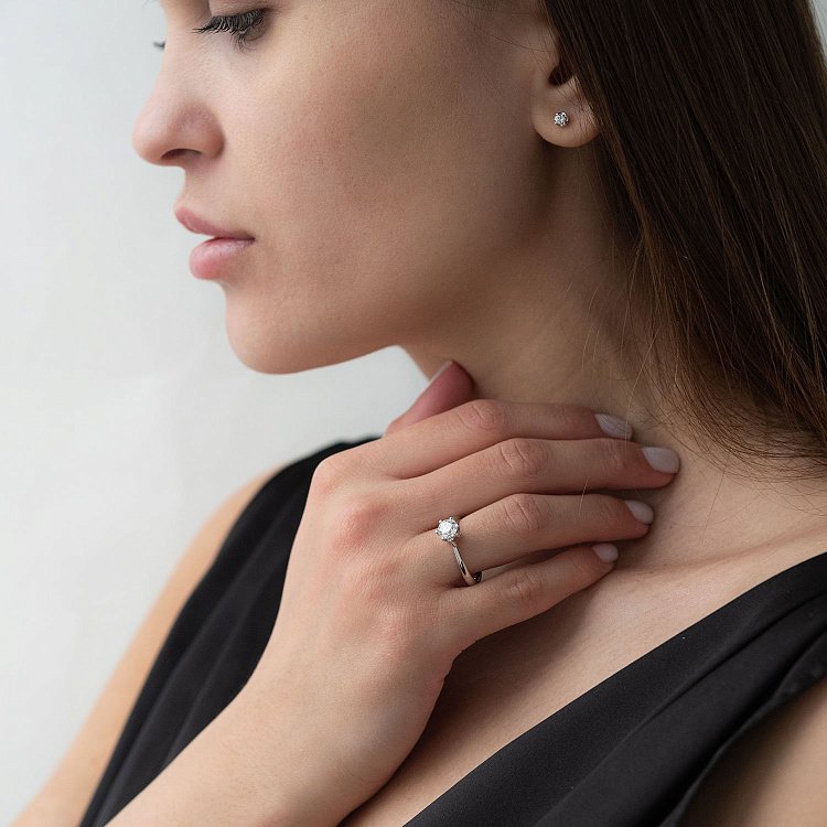 Золота каблучка з діамантами кб0338ri від ювелірного магазину Онікс - 1