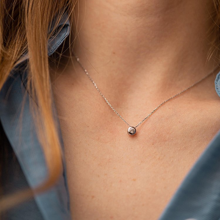 Золоте кольє з фіанітом кол01059 від ювелірного магазину Онікс