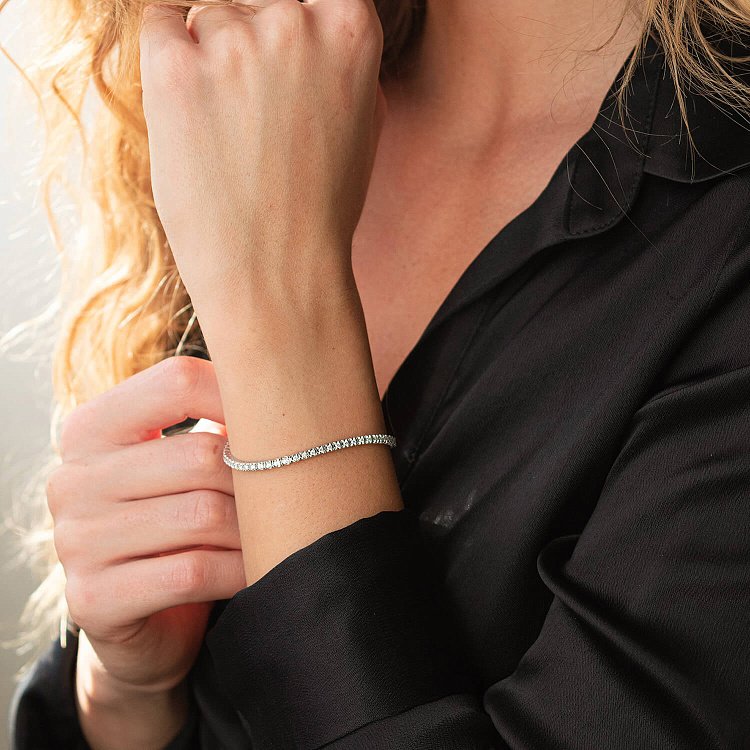 Браслет Теніс у білому золоті з білими діамантами 528871521 від ювелірного магазину Онікс - 1