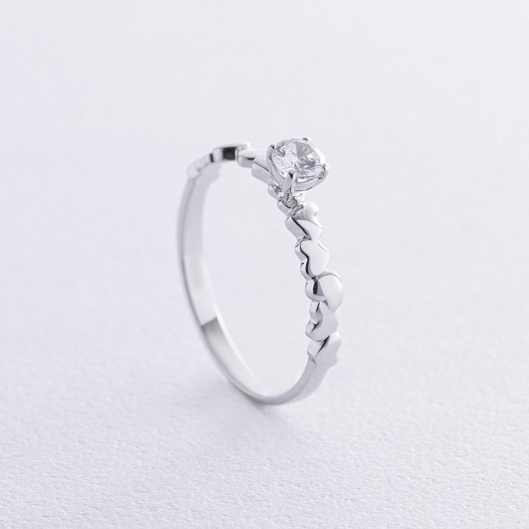 Золотое помолвочное кольцо c сердечками (фианит) к07644 от ювелирного магазина Оникс