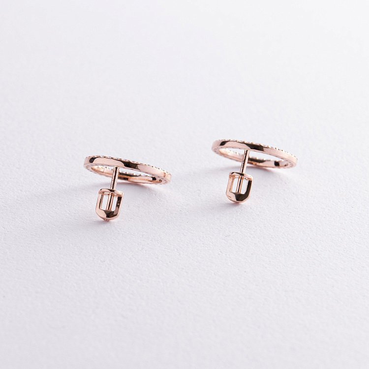 Серьги - пусеты "Круговорот" с фианитами 1.6 см (красное золото) с08377 от ювелирного магазина Оникс - 7