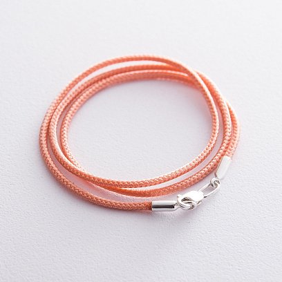 Шелковый шнурок с серебряной застежкой 18737