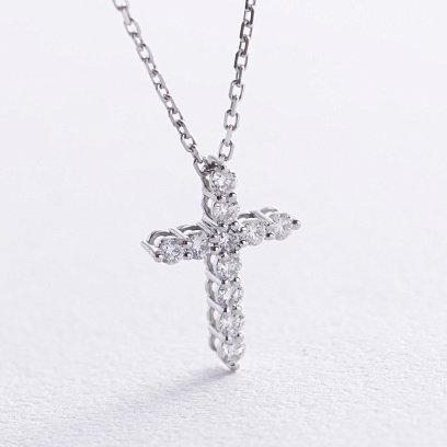 Золоте кольє "Хрестик" з діамантами 738331121