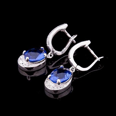 Серебряные серьги с фианитами с5 №2