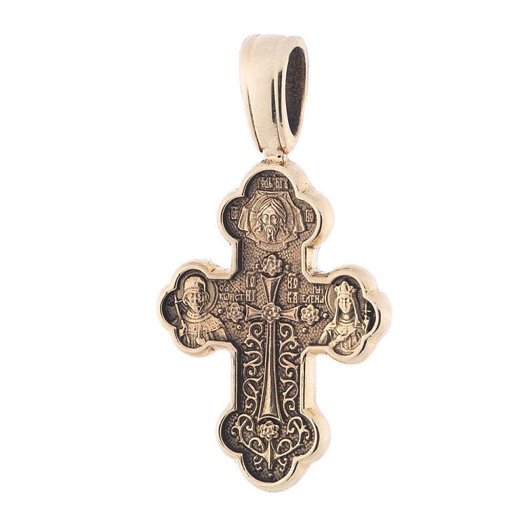 Бронзовий православний хрест "Хрестовоздвиження. Донська ікона Божої Матері" 9991 від ювелірного магазину Онікс - 1