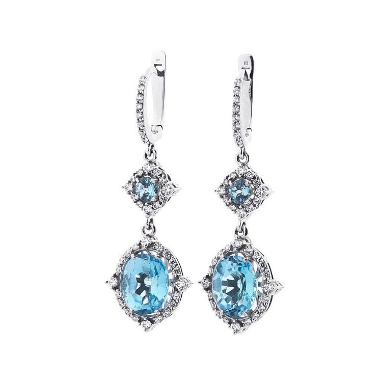 Золоті сережки з топазами і фіанітами 14050624 від ювелірного магазину Онікс - 1