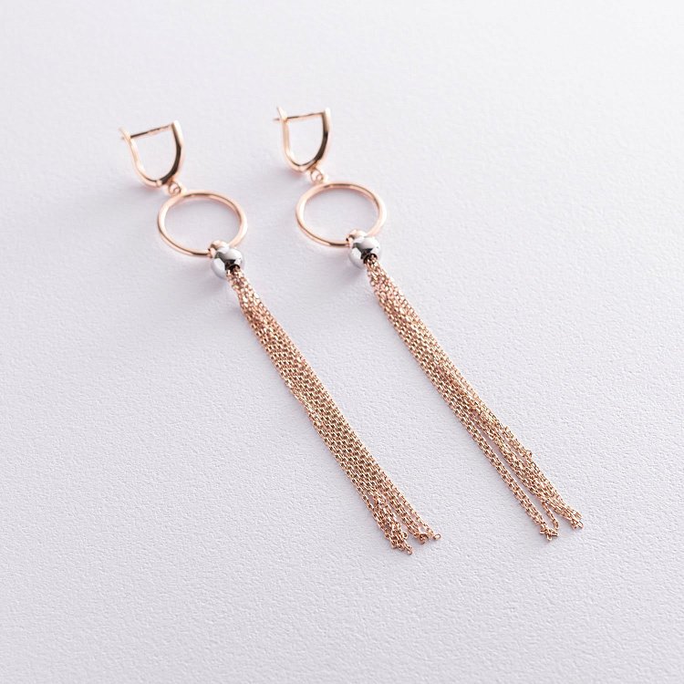 Висячі сережки з червоного золота с07206 від ювелірного магазину Онікс - 1