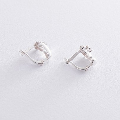 Серебряные серьги "Ножки младенца" с фианитами 121642 №4