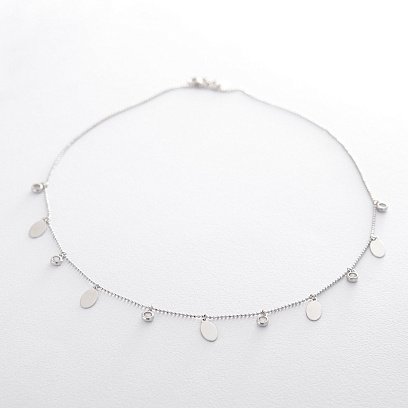 Серебряное колье с фианитами 18714