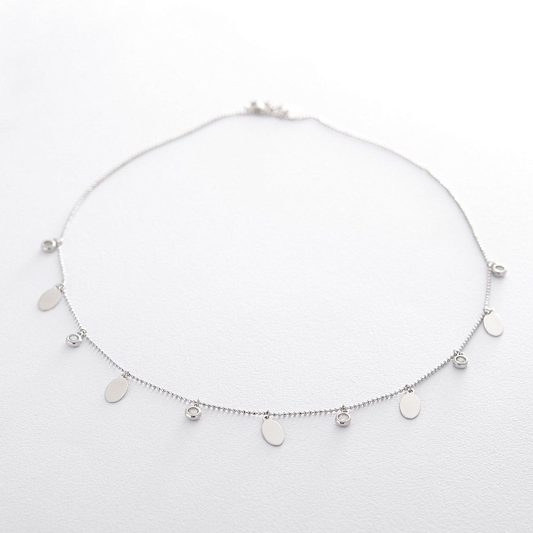 Серебряное колье с фианитами 18714 от ювелирного магазина Оникс