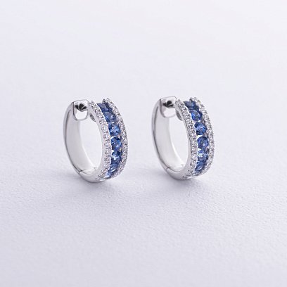 Золоті сережки - кільця (діаманти, сапфіри) сб0503nl