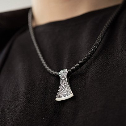 Серебряный кулон "Двойной топор" 7045 №6