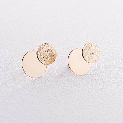 Золотые серьги "Кружочки"  470094M №3