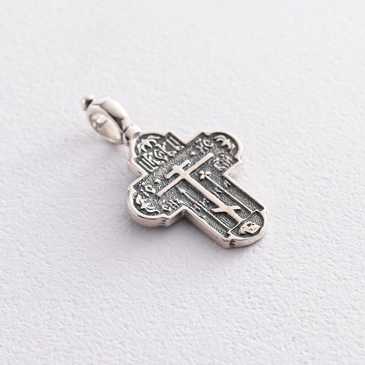 Срібний православний хрест з чорнінням 13134 від ювелірного магазину Онікс