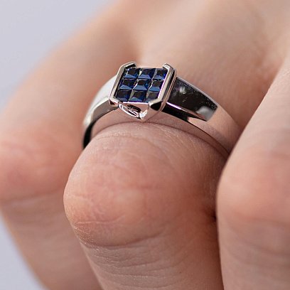 Мужская золотая печатка с сапфирами кб0480nl №2