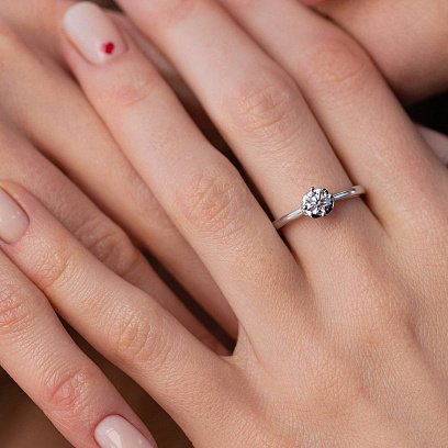 Заручальна золота каблучка з діамантами кб0312lg №6