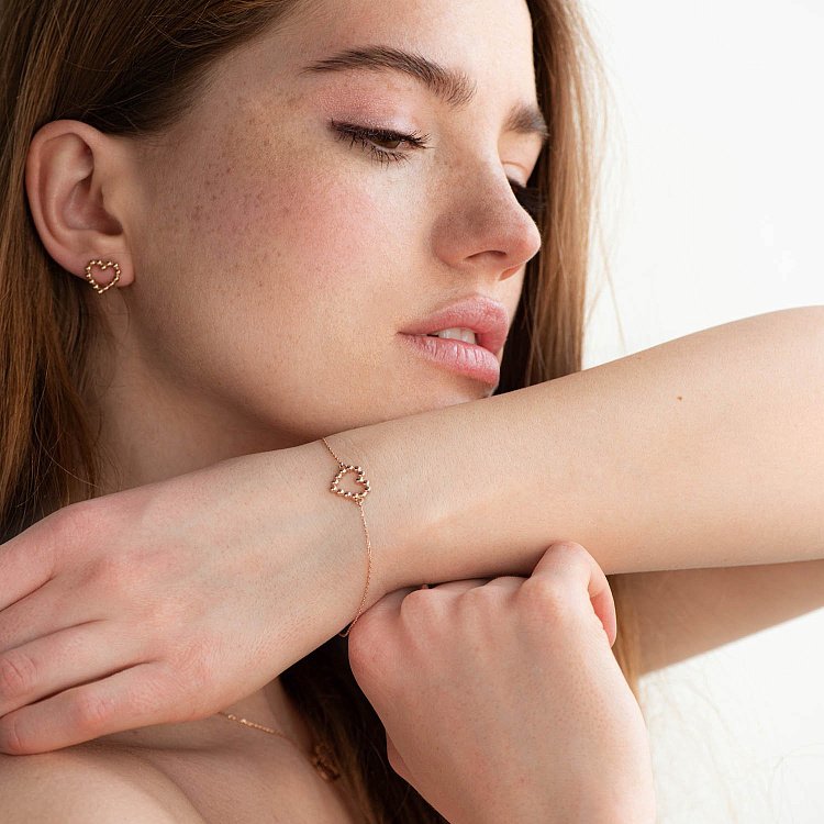 Золотий браслет "Закохане серце" б04464 від ювелірного магазину Онікс - 2