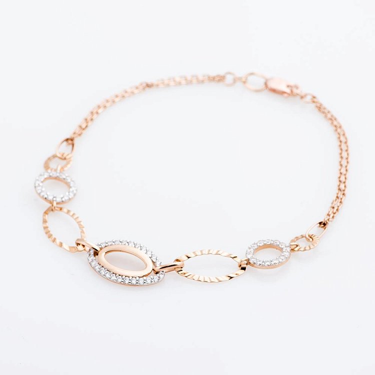 Золотой браслет с фианитами б01198 от ювелирного магазина Оникс