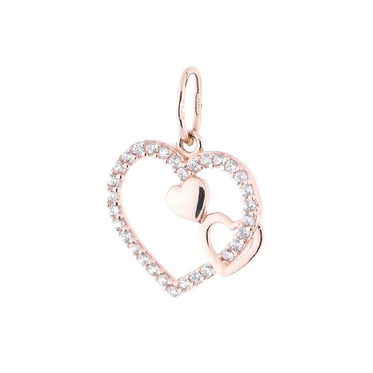 Золотая подвеска "Сердечки" (фианиты) п02780 от ювелирного магазина Оникс