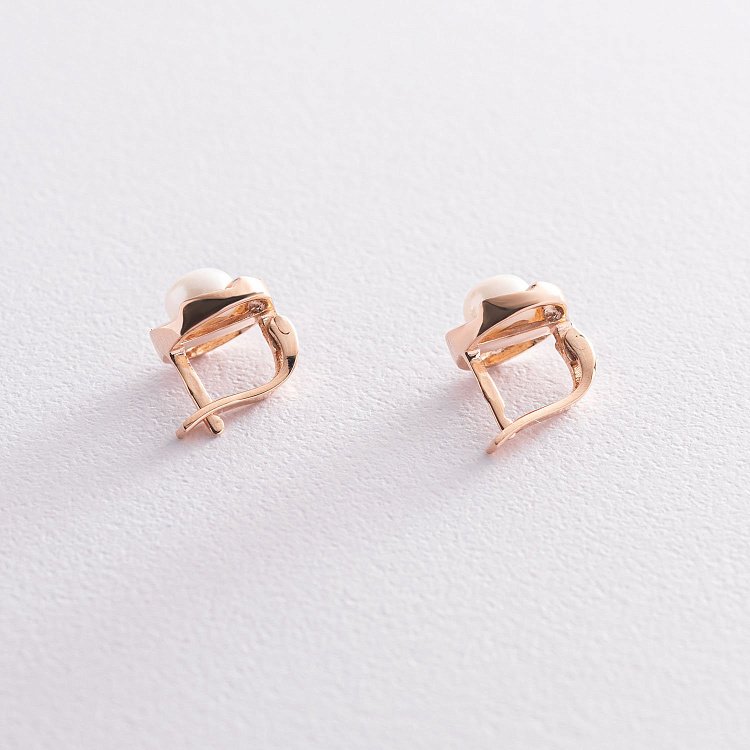 Золотые серьги (жемчуг, фианиты) с07360 от ювелирного магазина Оникс - 2