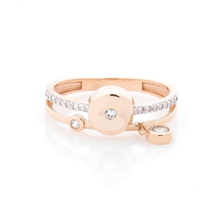 Золота каблучка з фіанітами к05703 від ювелірного магазину Онікс - 2