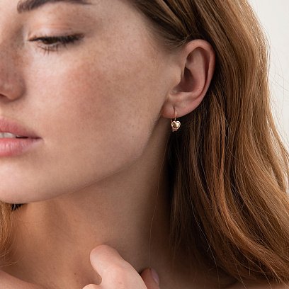 Золотые детские серьги "Сердечки" с05405 №2