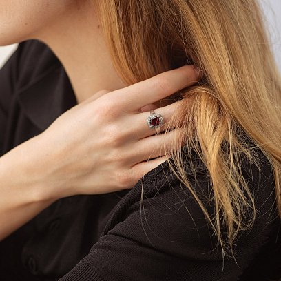 Серебряное кольцо с пиропом и фианитами GS-01-060-4110 №2