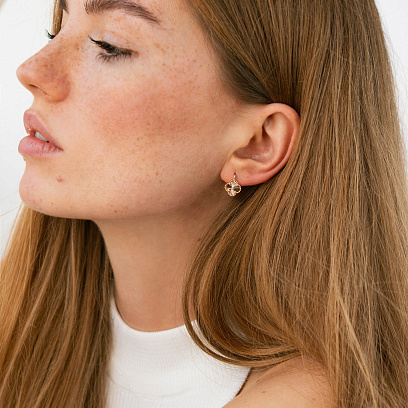 Сережки "Конюшина" в червоному золоті с08873 №2