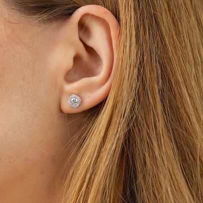 Серьги - пусеты с бриллиантами (белое золото) 320711121 №4