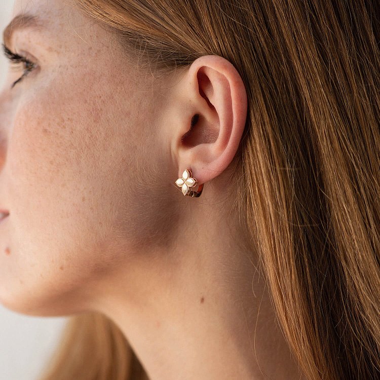 Серьги "Клевер" в красном золоте с08456 от ювелирного магазина Оникс - 3