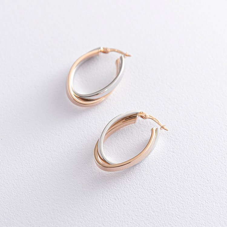 Сережки "Сплетіння" (червоне і біле золото) с06345 від ювелірного магазину Онікс - 3