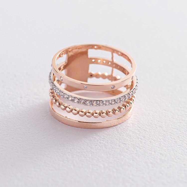 Золотое кольцо (фианиты) к05794 от ювелирного магазина Оникс - 3