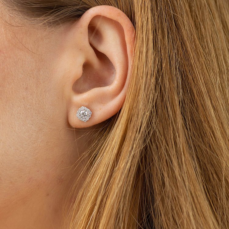 Серьги - пусеты с бриллиантами (белое золото) 320711121 от ювелирного магазина Оникс - 3