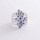 Золотое кольцо с бриллиантами и сапфирами R01233mi от ювелирного магазина Оникс