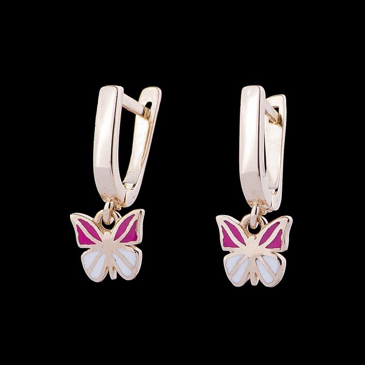 Дитячі золоті сережки "Метелики" с04801р від ювелірного магазину Онікс