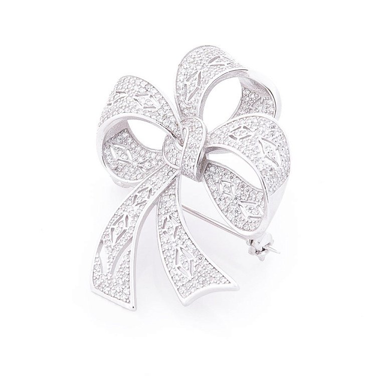 Срібна брошка (фіаніт) 16123 від ювелірного магазину Онікс