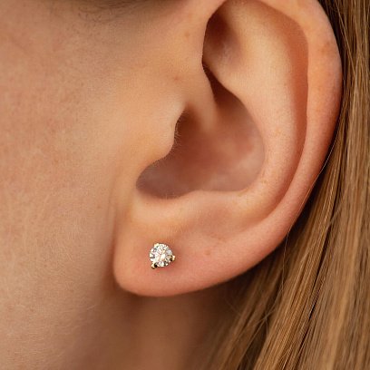 Золоті сережки - пусети з фіанітами (3 мм) с03618 №3