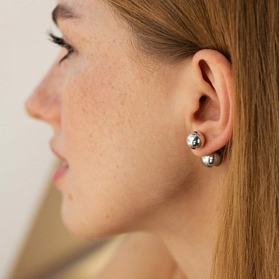 Серебряные серьги "Шарики" 121532 №2