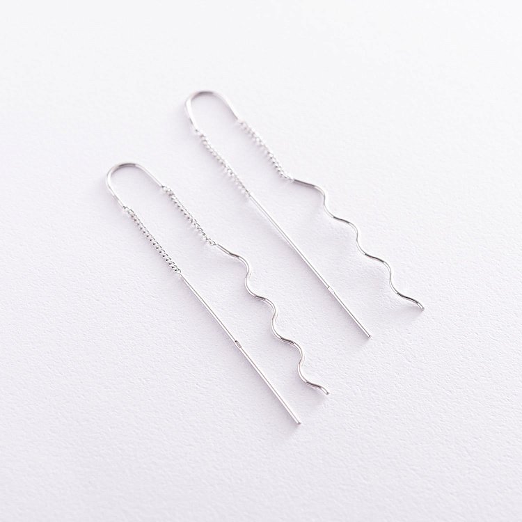 Серебряные серьги - протяжки 122843 от ювелирного магазина Оникс