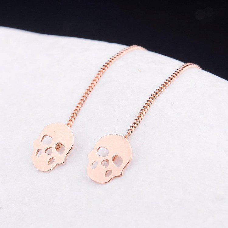 Золоті сережки "Череп" без каменів с02927 від ювелірного магазину Онікс