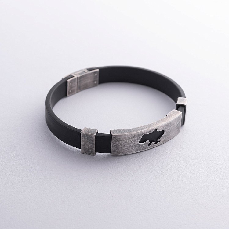 Каучуковий браслет "Карта України" зі срібними вставками 1081 від ювелірного магазину Онікс - 4