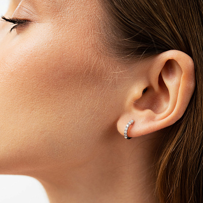 Серьги - кольца в белом золоте (бриллианты) сб0733ri №4