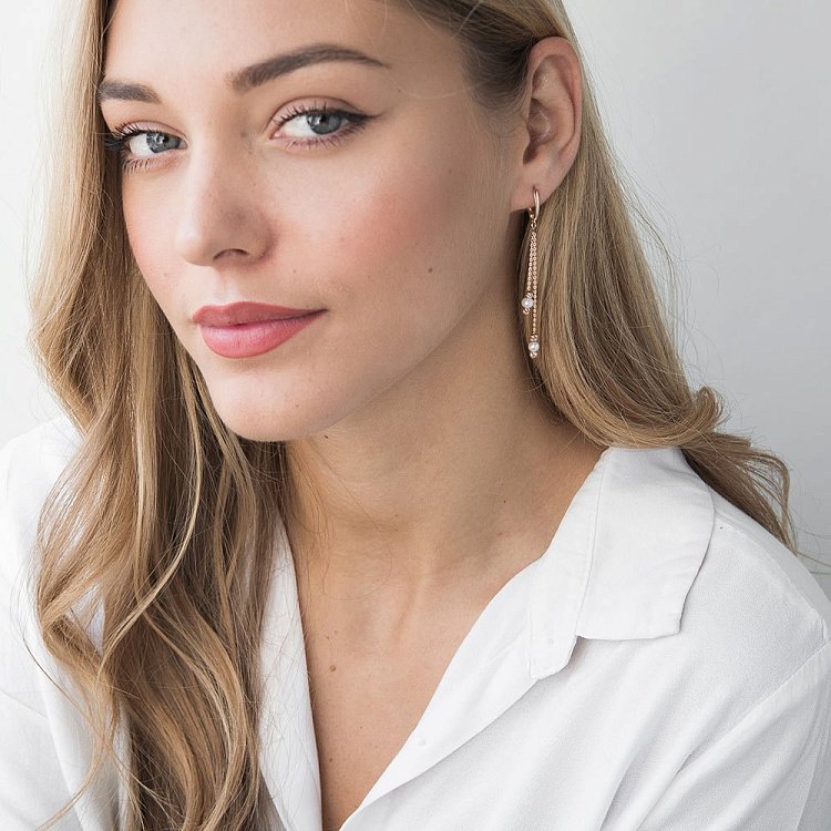 Золотые серьги с культ. пресн. жемчугом с05676 от ювелирного магазина Оникс - 2