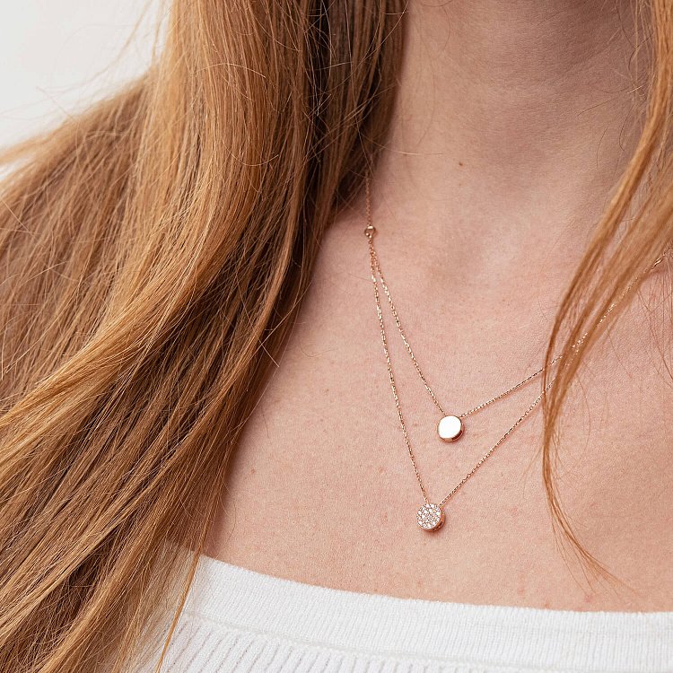 Двойное золотое колье "Очарование" с фианитами кол02115 от ювелирного магазина Оникс - 4