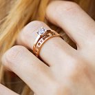 Помолвочное кольцо "Я кохаю тебе" с фианитом (красное золото) к07966 от ювелирного магазина Оникс - 1