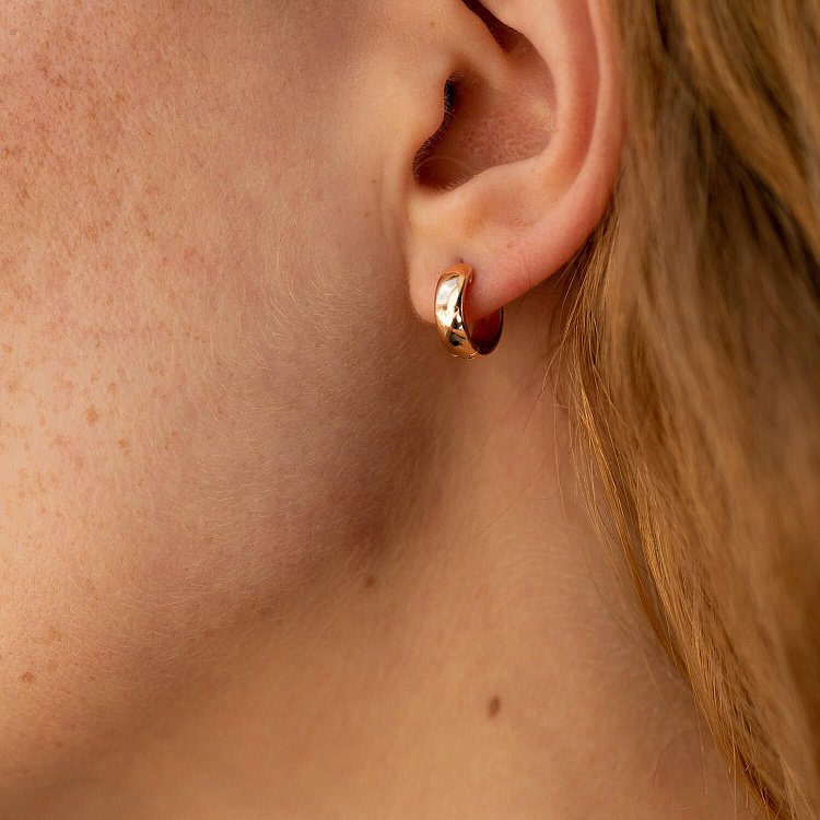 Серьги - кольца в красном золоте с08435 от ювелирного магазина Оникс - 8