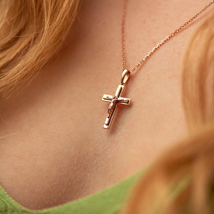 Золотой крестик "Распятие. Спаси и Сохрани" п03966 от ювелирного магазина Оникс - 3