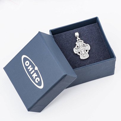 Серебряный крестик с чернением " Господь Вседержитель.Икона Божией Матери " Неупиваемая Чаша" 13605 №5