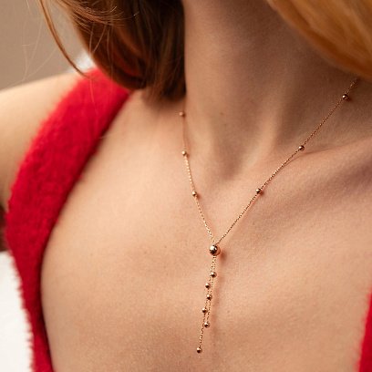 Колье "Шарики" в красном золоте кол02485 №4