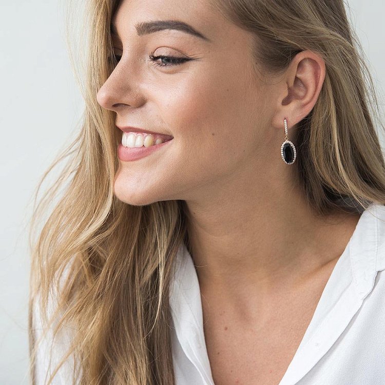 Золоті сережки (димчастий кварц, фіаніти) с04700 від ювелірного магазину Онікс - 4